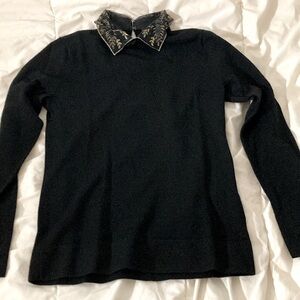 Gorgeous Club Monaco Sweater with Embellished Collar Sz XS
